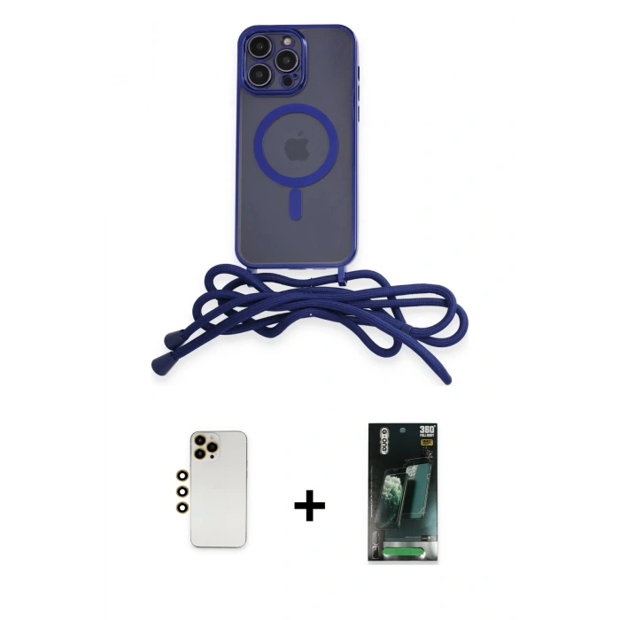 MARSİLYAN™- iPhone 12 Pro Max Kılıf Eksen Özel Seri - Siyah 360 Mat Full Body Arka Koruyucu + Shine Kamera Lens - GD