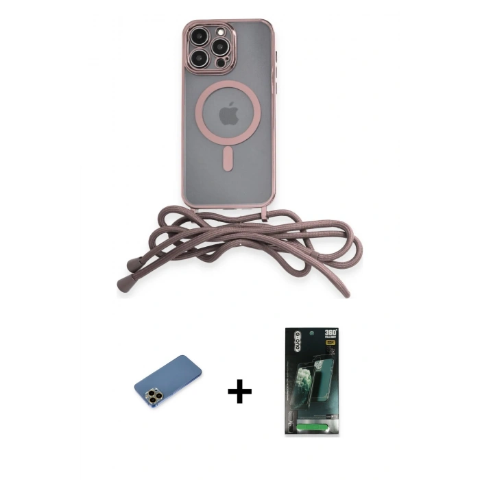 MARSİLYAN™- iPhone 12 Pro Max Kılıf Eksen Özel Seri - Siyah 360 Mat Full Body Arka Koruyucu + Shine Kamera Lens Koruma Cam - GD