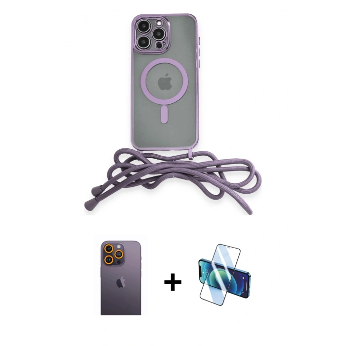 MARSİLYAN™- iPhone 12 Pro Max Kılıf Eksen Özel Seri - Siyah 3D Antistatik Cam Ekran Koruyucu + Neon Fosforlu Kamera Lens - SI