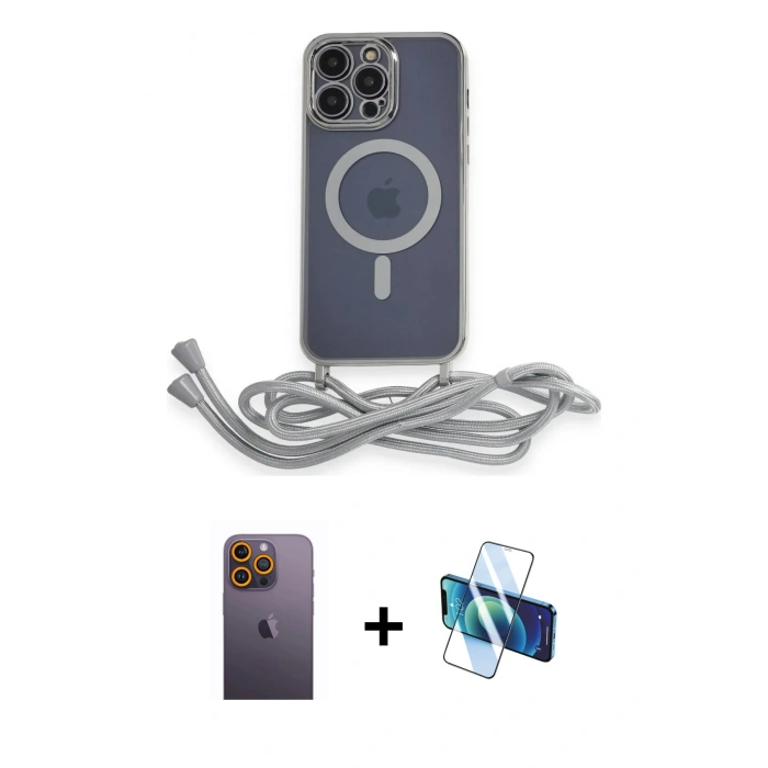 MARSİLYAN™- iPhone 12 Pro Max Kılıf Eksen Özel Seri - Siyah 3D Antistatik Cam Ekran Koruyucu + Neon Fosforlu Kamera Lens - SI