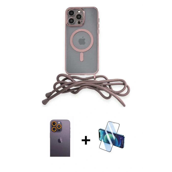 MARSİLYAN™- iPhone 12 Pro Max Kılıf Eksen Özel Seri - Siyah 3D Antistatik Cam Ekran Koruyucu + Neon Fosforlu Kamera Lens - SI