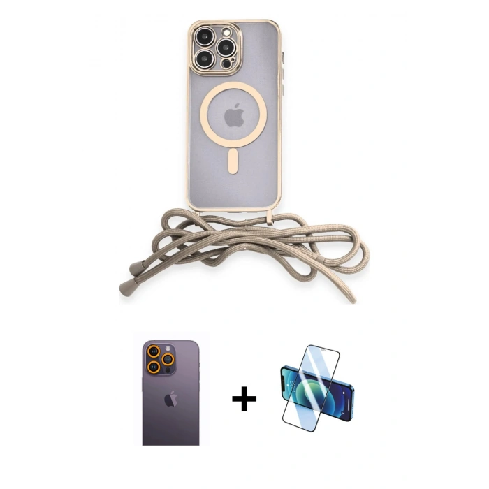 MARSİLYAN™- iPhone 12 Pro Max Kılıf Eksen Özel Seri - Siyah 3D Antistatik Cam Ekran Koruyucu + Neon Fosforlu Kamera Lens - SI