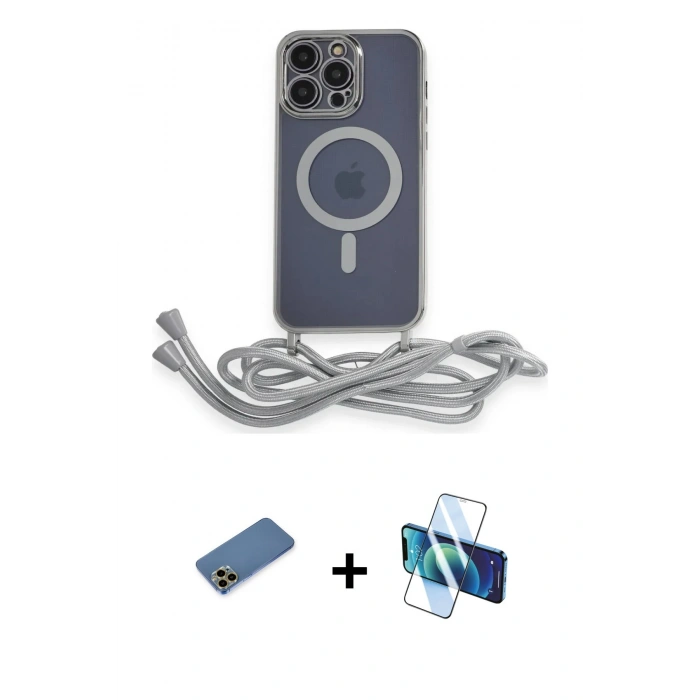 MARSİLYAN™- iPhone 12 Pro Max Kılıf Eksen Özel Seri - Siyah 3D Antistatik Cam Ekran Koruyucu + Shine Kamera Lens Koruma Cam - GD