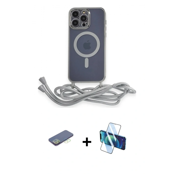 MARSİLYAN™- iPhone 12 Pro Max Kılıf Eksen Özel Seri - Siyah 3D Antistatik Cam Ekran Koruyucu + Renkli Kamera Lens Koruma Cam - YL
