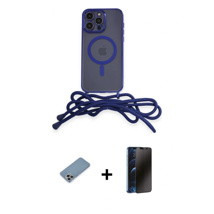 MARSİLYAN™- iPhone 12 Pro Max Kılıf Eksen Özel Seri - Siyah 3D Antistatik Hayalet Cam Ekran Koruyucu + Gökkuşağı Shine Kamera Lens Koruma Cam