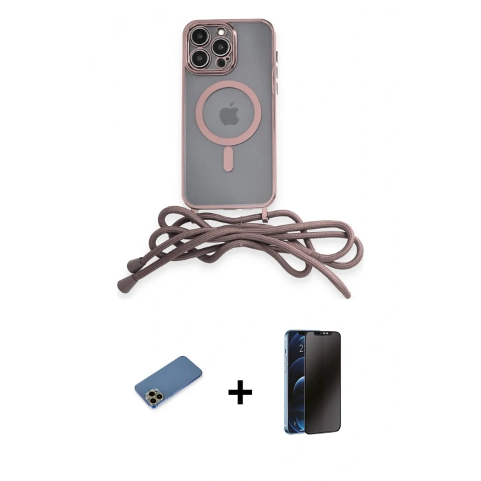 MARSİLYAN™- iPhone 12 Pro Max Kılıf Eksen Özel Seri - Siyah 3D Antistatik Hayalet Cam Ekran Koruyucu + Gold Shine Kamera Lens Koruma Cam