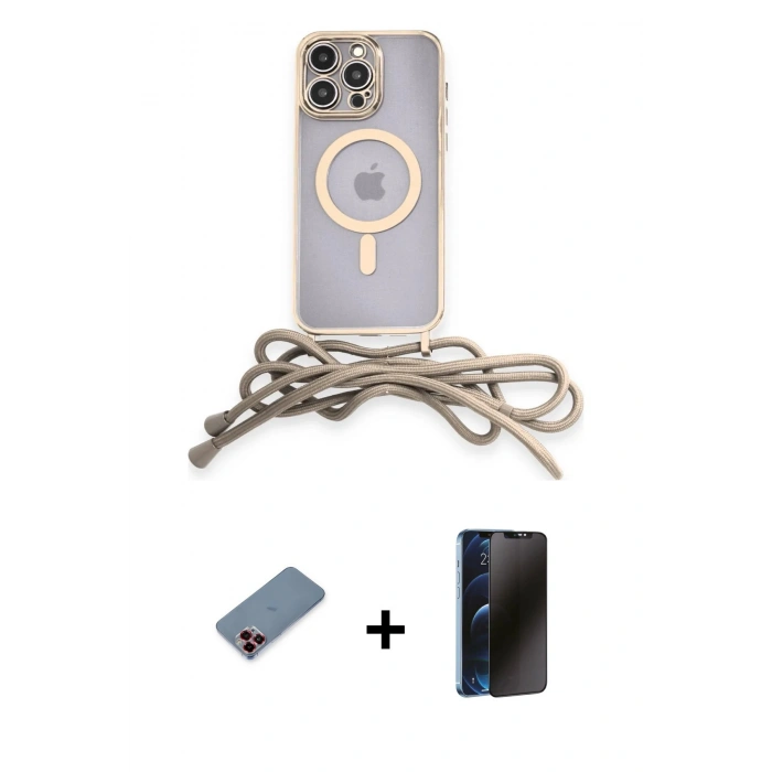 MARSİLYAN™- iPhone 12 Pro Max Kılıf Eksen Özel Seri - Siyah 3D Antistatik Hayalet Cam Ekran Koruyucu + Metal Kamera Lens Koruma Cam - KI
