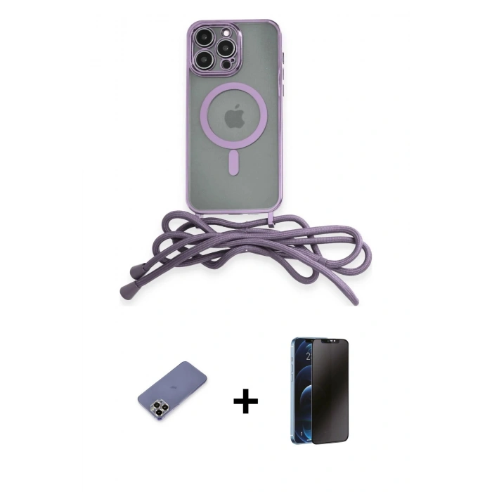 MARSİLYAN™- iPhone 12 Pro Max Kılıf Eksen Özel Seri - Siyah 3D Antistatik Hayalet Cam Ekran Koruyucu + Metal Kamera Lens Koruma Cam - GD