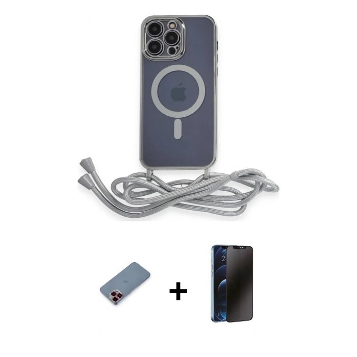 MARSİLYAN™- iPhone 12 Pro Max Kılıf Eksen Özel Seri - Siyah 3D Antistatik Hayalet Cam Ekran Koruyucu + Metal Kamera Lens Koruma Cam - KI