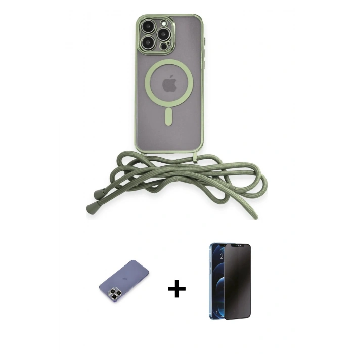 MARSİLYAN™- iPhone 12 Pro Max Kılıf Eksen Özel Seri - Siyah 3D Antistatik Hayalet Cam Ekran Koruyucu + Metal Kamera Lens Koruma Cam - GD