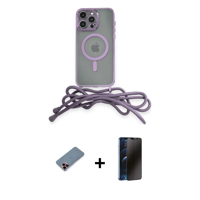 MARSİLYAN™- iPhone 12 Pro Max Kılıf Eksen Özel Seri - Siyah 3D Antistatik Hayalet Cam Ekran Koruyucu + Metal Kamera Lens Koruma Cam - KI