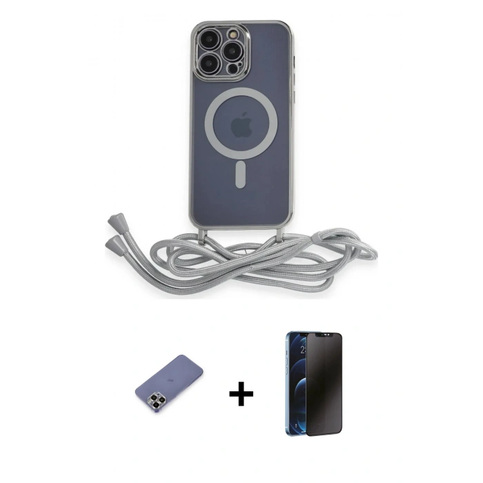 MARSİLYAN™- iPhone 12 Pro Max Kılıf Eksen Özel Seri - Siyah 3D Antistatik Hayalet Cam Ekran Koruyucu + Metal Kamera Lens Koruma Cam - GD