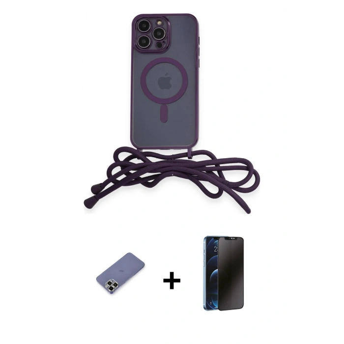 MARSİLYAN™- iPhone 12 Pro Max Kılıf Eksen Özel Seri - Siyah 3D Antistatik Hayalet Cam Ekran Koruyucu + Metal Kamera Lens Koruma Cam - GD