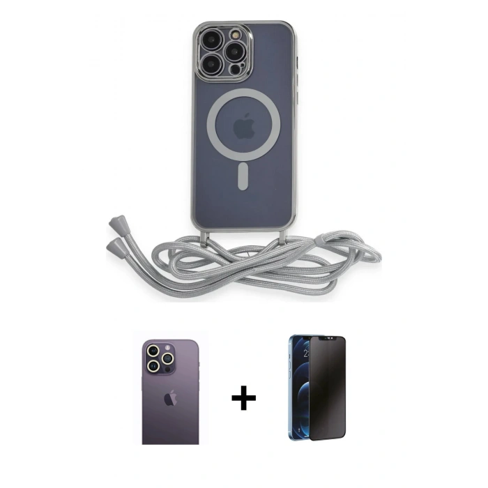 MARSİLYAN™- iPhone 12 Pro Max Kılıf Eksen Özel Seri - Siyah 3D Antistatik Hayalet Cam Ekran Koruyucu + Neon Fosforlu Kamera Lens - BZ