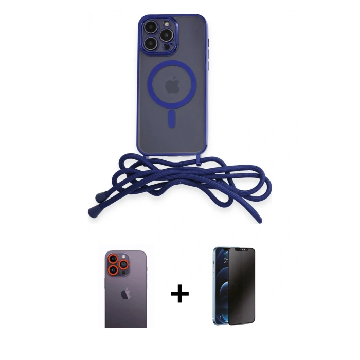 MARSİLYAN™- iPhone 12 Pro Max Kılıf Eksen Özel Seri - Siyah 3D Antistatik Hayalet Cam Ekran Koruyucu + Neon Fosforlu Kamera Lens - TU