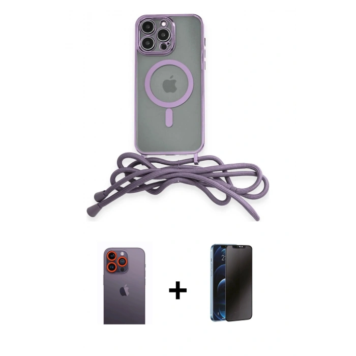 MARSİLYAN™- iPhone 12 Pro Max Kılıf Eksen Özel Seri - Siyah 3D Antistatik Hayalet Cam Ekran Koruyucu + Neon Fosforlu Kamera Lens - TU