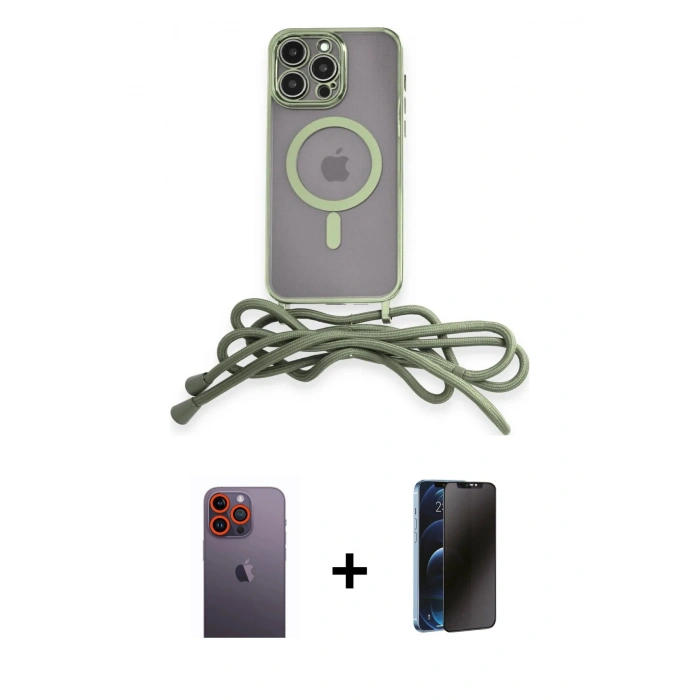 MARSİLYAN™- iPhone 12 Pro Max Kılıf Eksen Özel Seri - Siyah 3D Antistatik Hayalet Cam Ekran Koruyucu + Neon Fosforlu Kamera Lens - TU