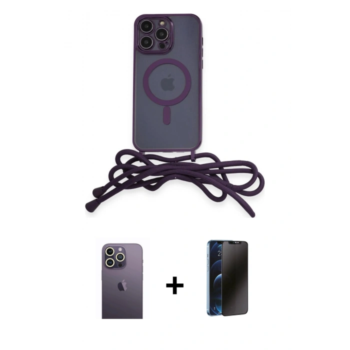MARSİLYAN™- iPhone 12 Pro Max Kılıf Eksen Özel Seri - Siyah 3D Antistatik Hayalet Cam Ekran Koruyucu + Neon Fosforlu Kamera Lens - BZ
