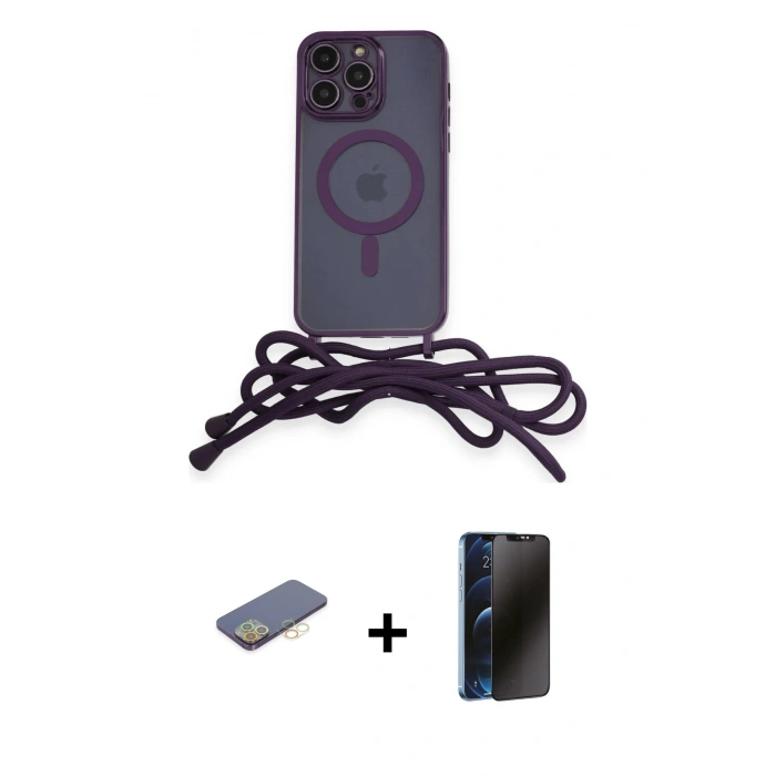 MARSİLYAN™- iPhone 12 Pro Max Kılıf Eksen Özel Seri - Siyah 3D Antistatik Hayalet Cam Ekran Koruyucu + Renkli Kamera Lens Koruma Cam - SI