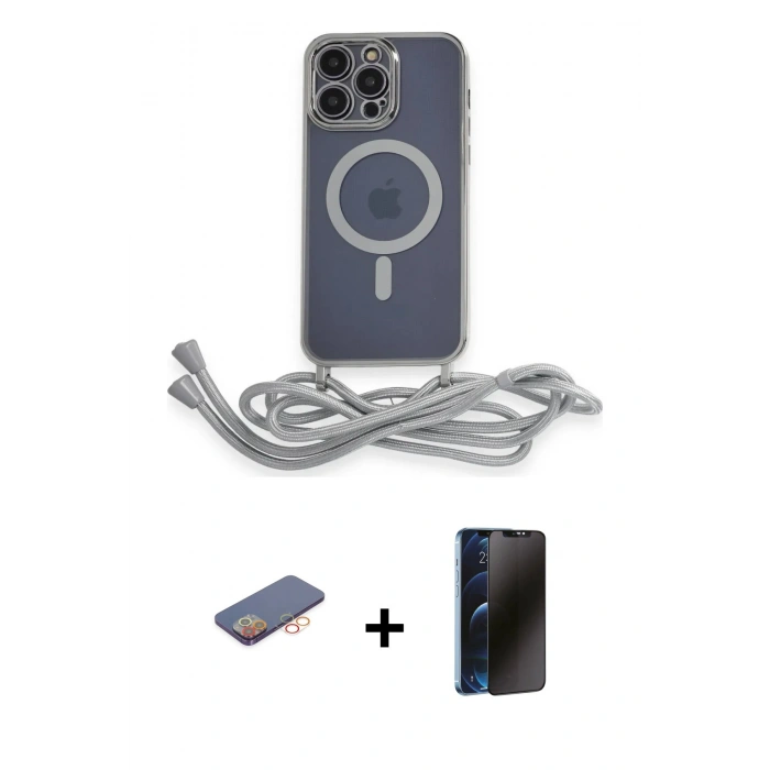 MARSİLYAN™- iPhone 12 Pro Max Kılıf Eksen Özel Seri - Siyah 3D Antistatik Hayalet Cam Ekran Koruyucu + Renkli Kamera Lens Koruma Cam - TU