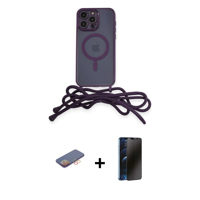 MARSİLYAN™- iPhone 12 Pro Max Kılıf Eksen Özel Seri - Siyah 3D Antistatik Hayalet Cam Ekran Koruyucu + Renkli Kamera Lens Koruma Cam - TU