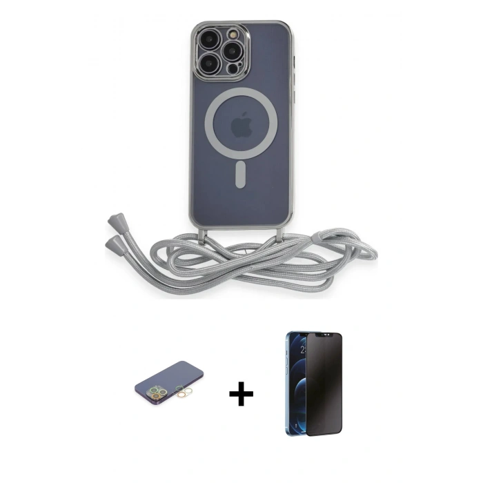 MARSİLYAN™- iPhone 12 Pro Max Kılıf Eksen Özel Seri - Siyah 3D Antistatik Hayalet Cam Ekran Koruyucu + Renkli Kamera Lens Koruma Cam - SI