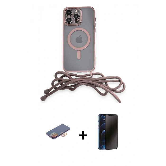 MARSİLYAN™- iPhone 12 Pro Max Kılıf Eksen Özel Seri - Siyah 3D Antistatik Hayalet Cam Ekran Koruyucu + Renkli Kamera Lens Koruma Cam - TU