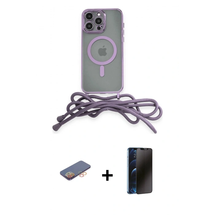 MARSİLYAN™- iPhone 12 Pro Max Kılıf Eksen Özel Seri - Siyah 3D Antistatik Hayalet Cam Ekran Koruyucu + Renkli Kamera Lens Koruma Cam - TU