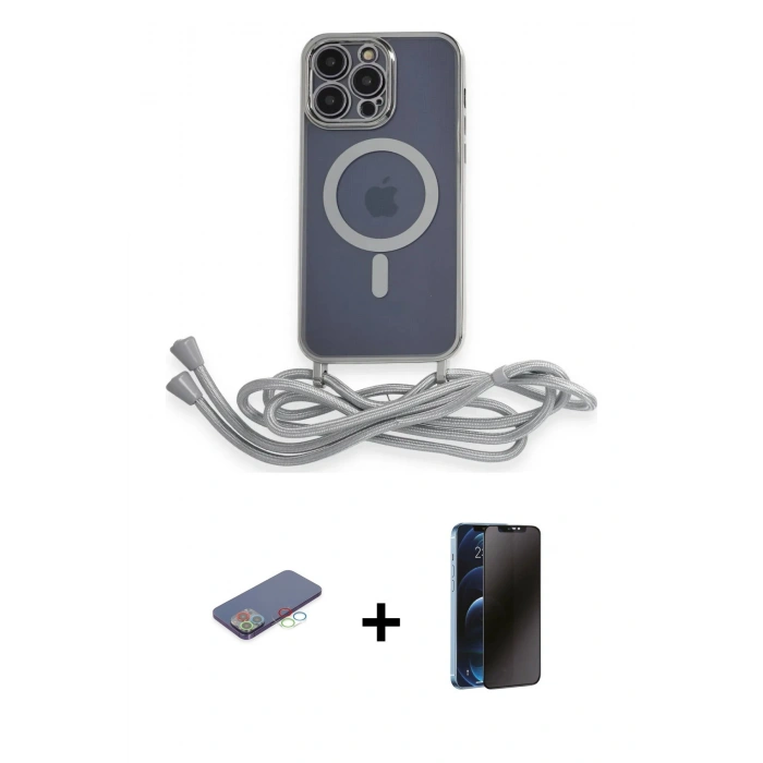 MARSİLYAN™- iPhone 12 Pro Max Kılıf Eksen Özel Seri - Siyah 3D Antistatik Hayalet Cam Ekran Koruyucu + Renkli Kamera Lens Koruma Cam - MI