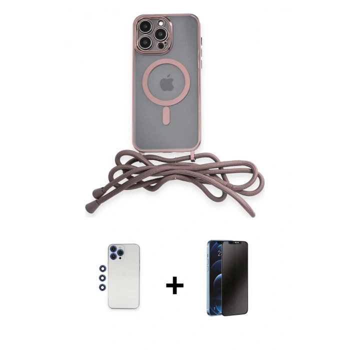 MARSİLYAN™- iPhone 12 Pro Max Kılıf Eksen Özel Seri - Siyah 3D Antistatik Hayalet Cam Ekran Koruyucu + Shine Kamera Lens - LT