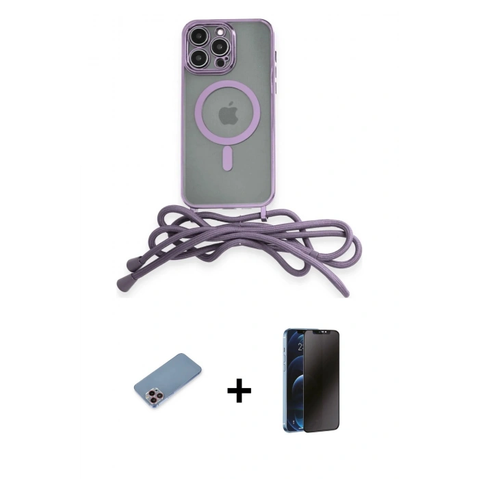 MARSİLYAN™- iPhone 12 Pro Max Kılıf Eksen Özel Seri - Siyah 3D Antistatik Hayalet Cam Ekran Koruyucu + Shine Kamera Lens Koruma Cam - PE