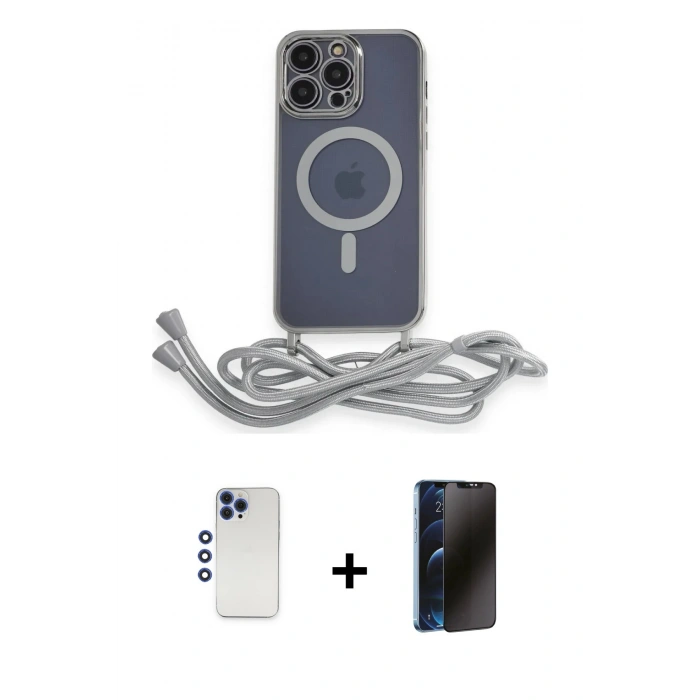 MARSİLYAN™- iPhone 12 Pro Max Kılıf Eksen Özel Seri - Siyah 3D Antistatik Hayalet Cam Ekran Koruyucu + Shine Kamera Lens - LT