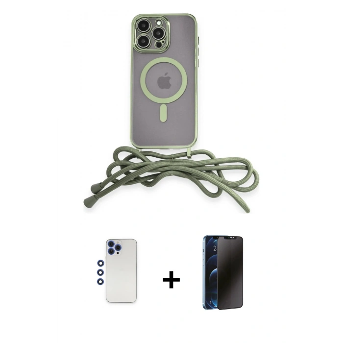 MARSİLYAN™- iPhone 12 Pro Max Kılıf Eksen Özel Seri - Siyah 3D Antistatik Hayalet Cam Ekran Koruyucu + Shine Kamera Lens - LT