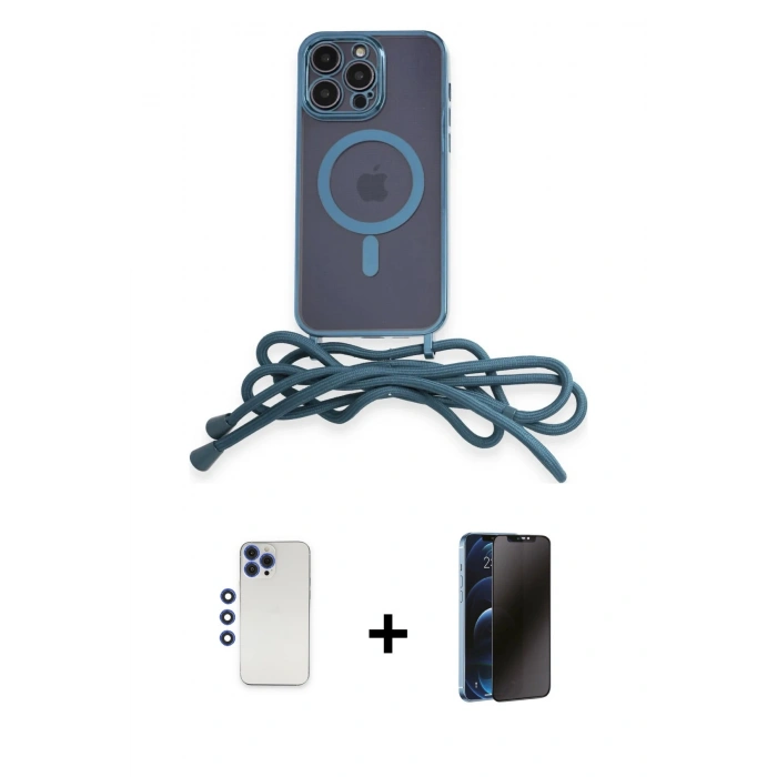 MARSİLYAN™- iPhone 12 Pro Max Kılıf Eksen Özel Seri - Siyah 3D Antistatik Hayalet Cam Ekran Koruyucu + Shine Kamera Lens - LT