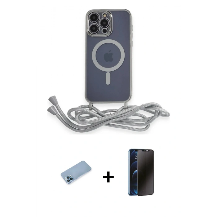 MARSİLYAN™- iPhone 12 Pro Max Kılıf Eksen Özel Seri - Siyah 3D Antistatik Hayalet Cam Ekran Koruyucu + Shine Kamera Lens Koruma Cam - MI