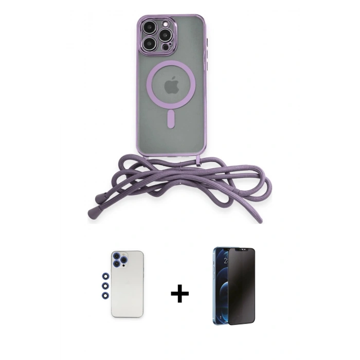 MARSİLYAN™- iPhone 12 Pro Max Kılıf Eksen Özel Seri - Siyah 3D Antistatik Hayalet Cam Ekran Koruyucu + Shine Kamera Lens - LT