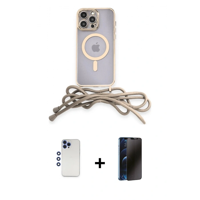 MARSİLYAN™- iPhone 12 Pro Max Kılıf Eksen Özel Seri - Siyah 3D Antistatik Hayalet Cam Ekran Koruyucu + Shine Kamera Lens - LT