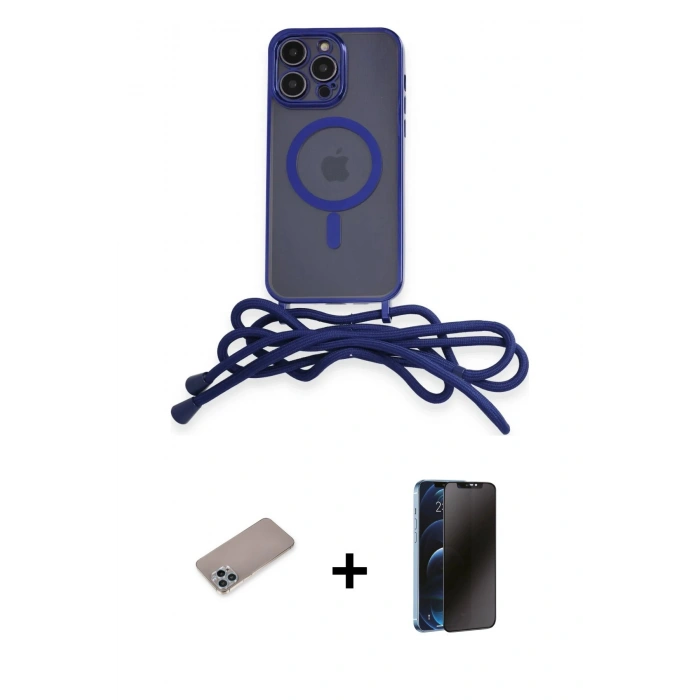 MARSİLYAN™- iPhone 12 Pro Max Kılıf Eksen Özel Seri - Siyah 3D Antistatik Hayalet Cam Ekran Koruyucu + Sierra Blue Shine Kamera Lens Koruma Cam