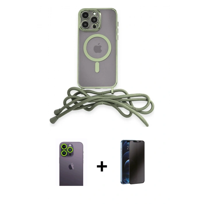 MARSİLYAN™- iPhone 12 Pro Max Kılıf Eksen Özel Seri - Siyah 3D Antistatik Hayalet Cam Ekran Koruyucu + Neon Fosforlu Kamera Lens - YL