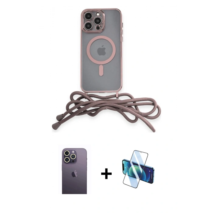 MARSİLYAN™- iPhone 12 Pro Max Kılıf Eksen Özel Seri - Siyah 3D Antistatik Seramik Nano Ekran Koruyucu + Neon Fosforlu Kamera Lens - BZ