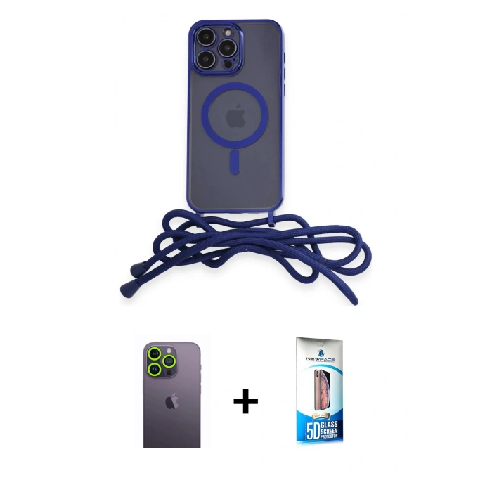 MARSİLYAN™- iPhone 12 Pro Max Kılıf Eksen Özel Seri - Siyah 5D Eko Cam Ekran Koruyucu + Neon Fosforlu Kamera Lens - YL