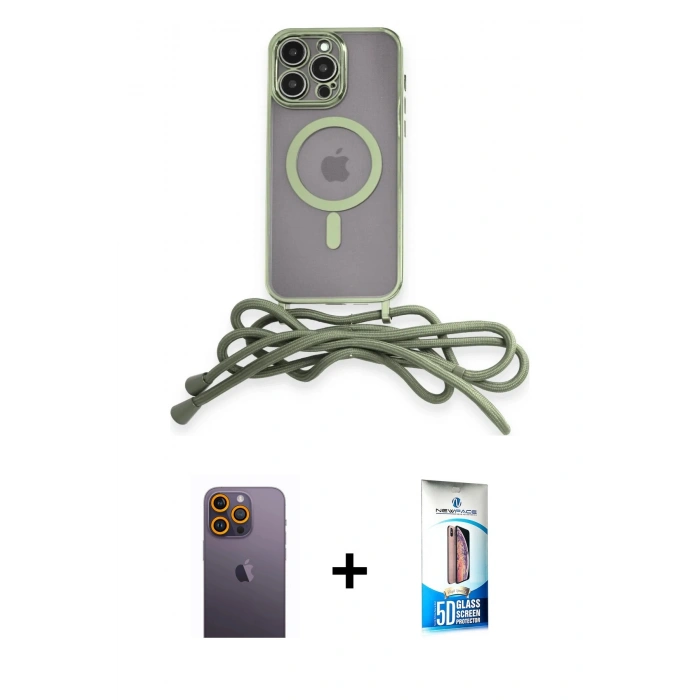MARSİLYAN™- iPhone 12 Pro Max Kılıf Eksen Özel Seri - Siyah 5D Eko Cam Ekran Koruyucu + Neon Fosforlu Kamera Lens - SI