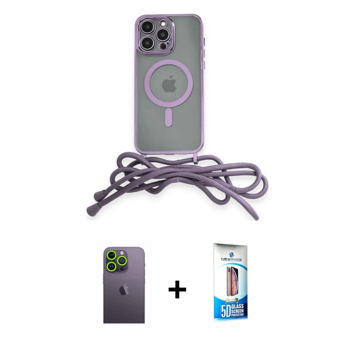 MARSİLYAN™- iPhone 12 Pro Max Kılıf Eksen Özel Seri - Siyah 5D Eko Cam Ekran Koruyucu + Neon Fosforlu Kamera Lens - YL