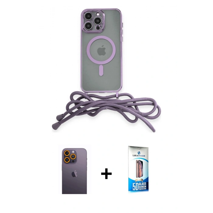 MARSİLYAN™- iPhone 12 Pro Max Kılıf Eksen Özel Seri - Siyah 5D Eko Cam Ekran Koruyucu + Neon Fosforlu Kamera Lens - SI