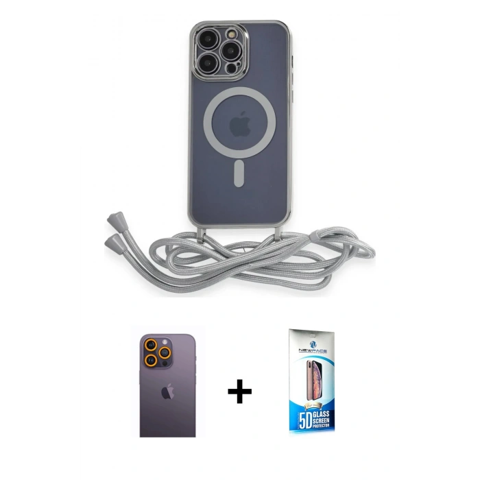 MARSİLYAN™- iPhone 12 Pro Max Kılıf Eksen Özel Seri - Siyah 5D Eko Cam Ekran Koruyucu + Neon Fosforlu Kamera Lens - SI