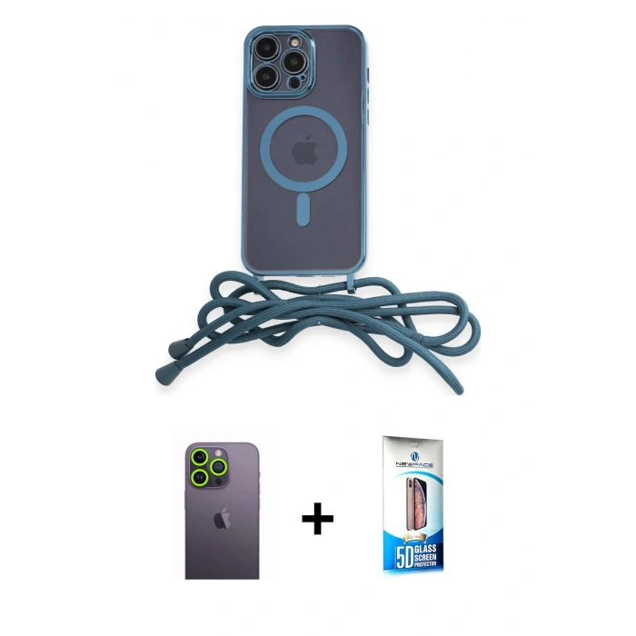 MARSİLYAN™- iPhone 12 Pro Max Kılıf Eksen Özel Seri - Siyah 5D Eko Cam Ekran Koruyucu + Neon Fosforlu Kamera Lens - YL