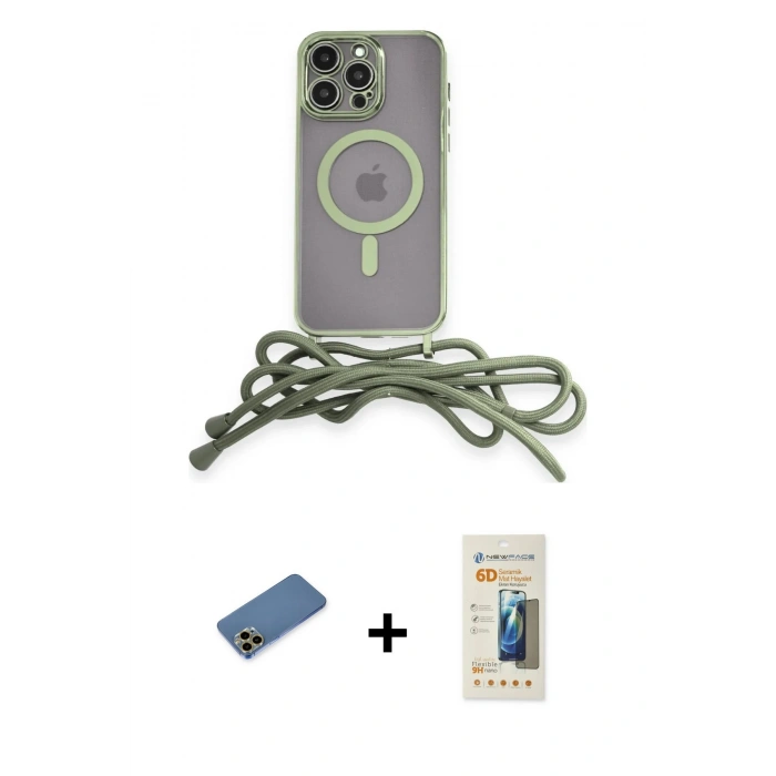 MARSİLYAN™- iPhone 12 Pro Max Kılıf Eksen Özel Seri - Siyah 6D Mat Seramik Hayalet Nano Ekran Koruyucu + Gold Shine Kamera Lens Koruma Cam