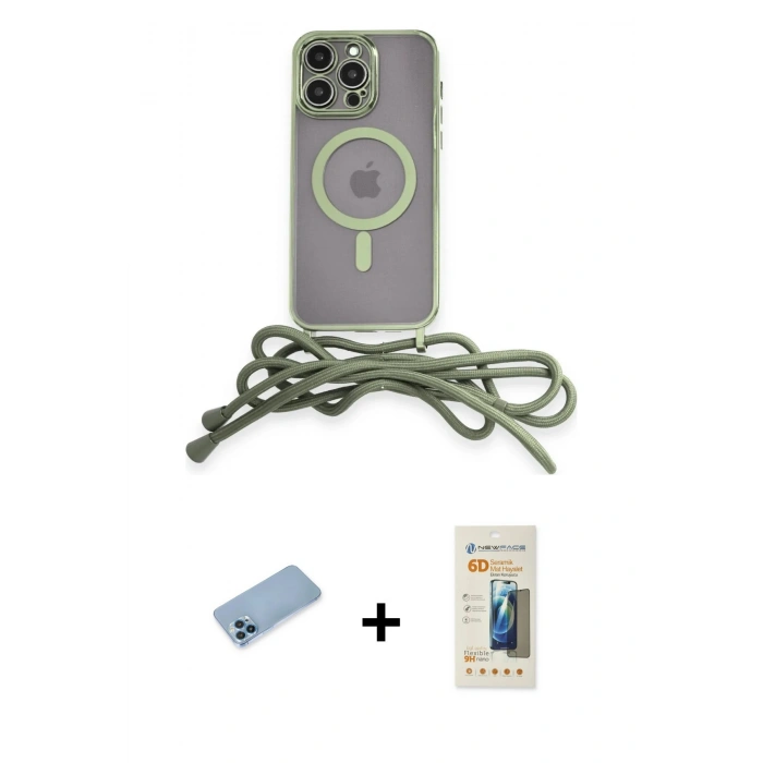 MARSİLYAN™- iPhone 12 Pro Max Kılıf Eksen Özel Seri - Siyah 6D Mat Seramik Hayalet Nano Ekran Koruyucu + Mavi Shine Kamera Lens Koruma Cam