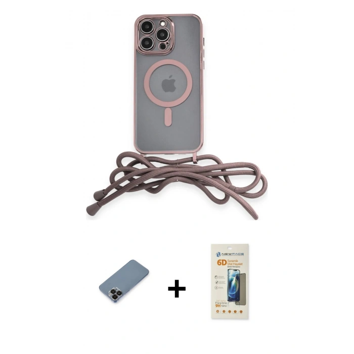 MARSİLYAN™- iPhone 12 Pro Max Kılıf Eksen Özel Seri - Siyah 6D Mat Seramik Hayalet Nano Ekran Koruyucu + Metal Kamera Lens Koruma Cam - SH
