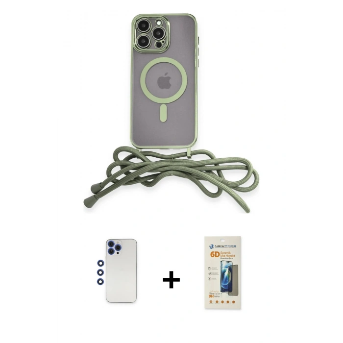 MARSİLYAN™- iPhone 12 Pro Max Kılıf Eksen Özel Seri - Siyah 6D Mat Seramik Hayalet Nano Ekran Koruyucu + Shine Kamera Lens - LT